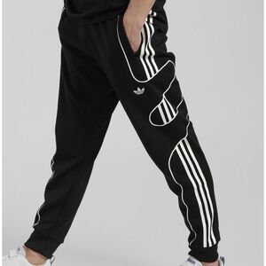 Adidas Men's Black Joggers with White Stripes